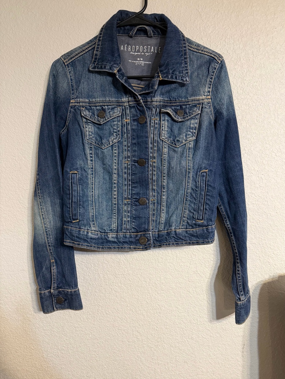 Aeropostale Women's Medium Blue Denim Jacket with Button Front